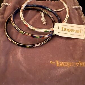 Genuine Cloisonné Multicolor Bangle Set 3 NWT!